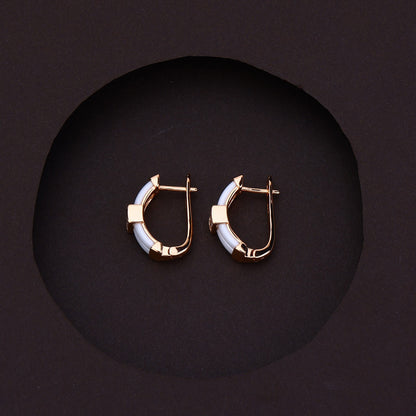 Rose Radiance White Ceramic Lock Earrings