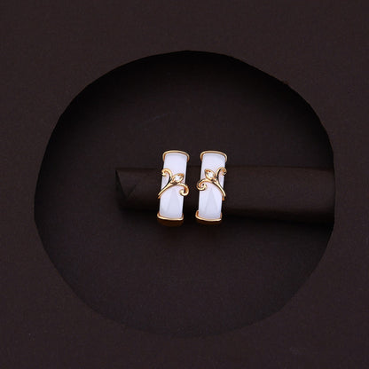 Elegant Leaf Charm White Rose Silver Set