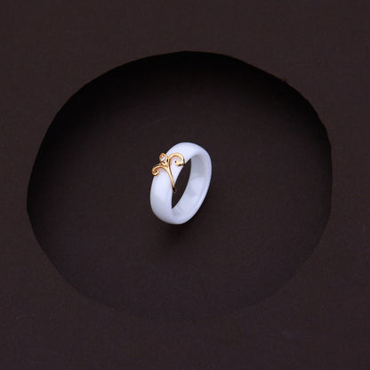 Elegant Leaf Charm White Rose Silver Set