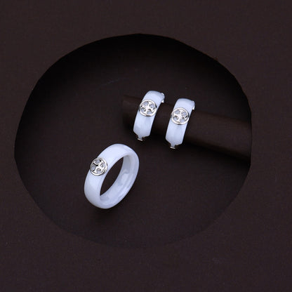 White Luxe Silver Ceramic Set