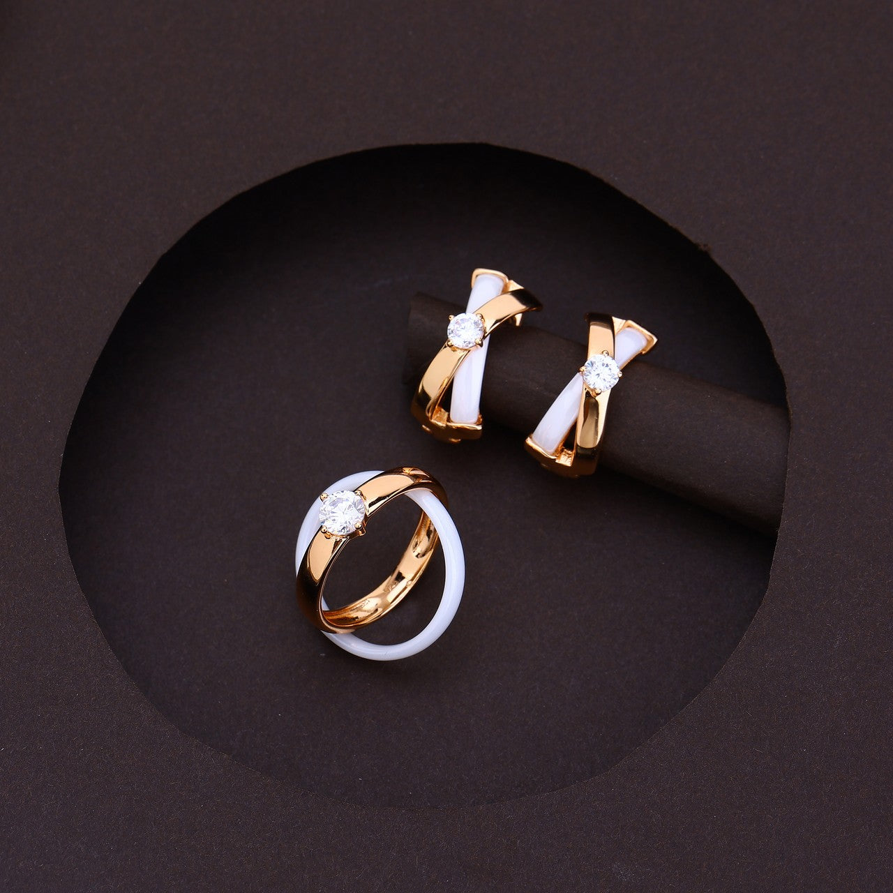 Pure Harmony 2-in-1 Ring & Earrings Silver Rose Set