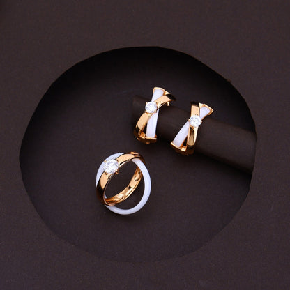 Pure Harmony 2-in-1 Ring & Earrings Silver Rose Set