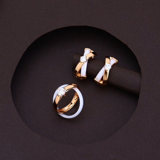 Pure Harmony 2-in-1 Ring & Earrings Silver Rose Set