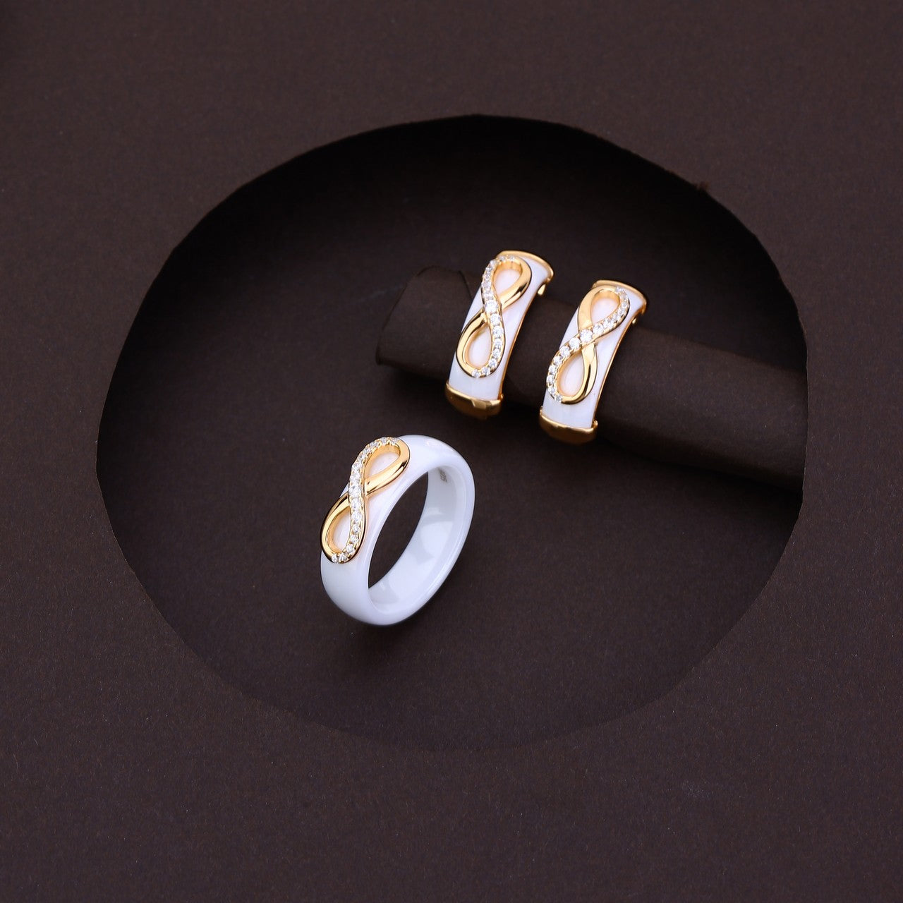 White Grace Infinity Rose Silver Set