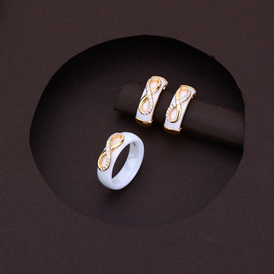 White Grace Infinity Rose Silver Set