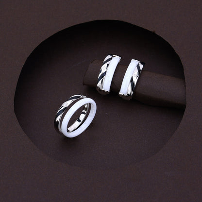 Zen -Twist Dual Tone Silver Ceramic Set