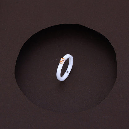 Minimal Luxe White Rose Silver Ceramic Set