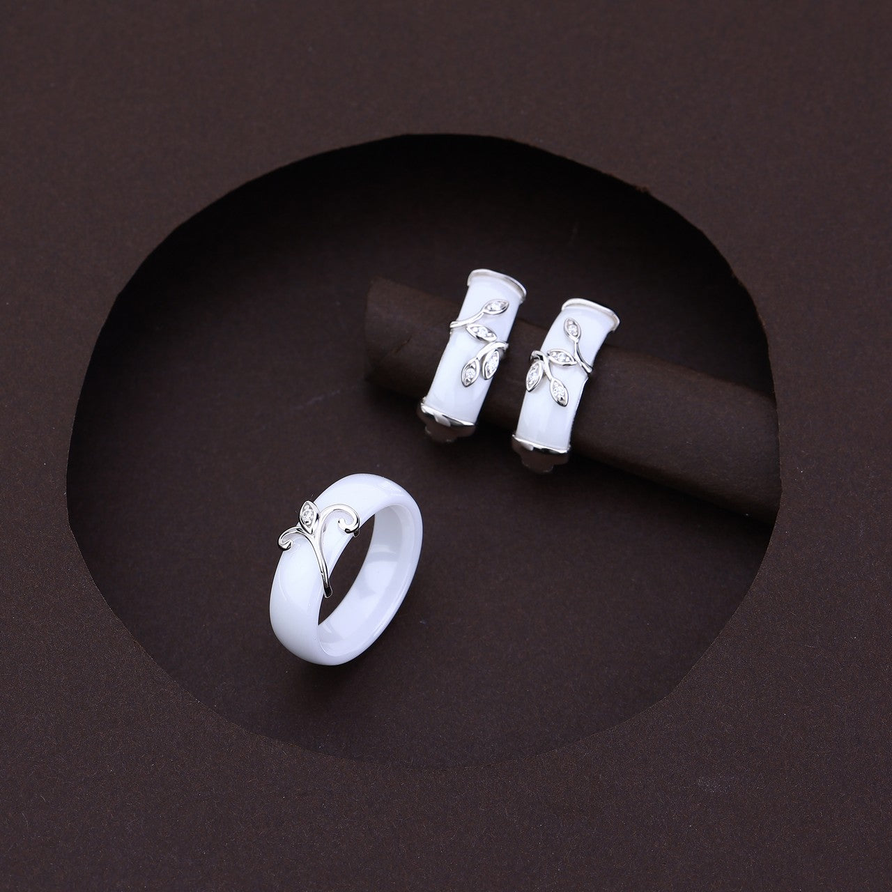 Modern Nature Leaf White Ceramic Set