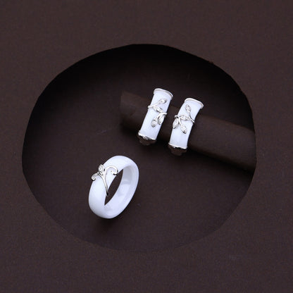 Modern Nature Leaf White Ceramic Set