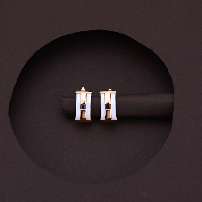 Blue Essence White Ceramic Rose Silver Set