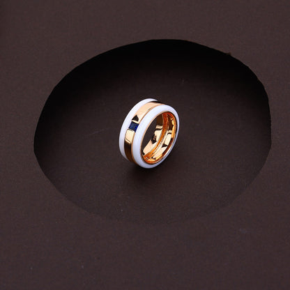 Blue Essence White Ceramic Rose Silver Set