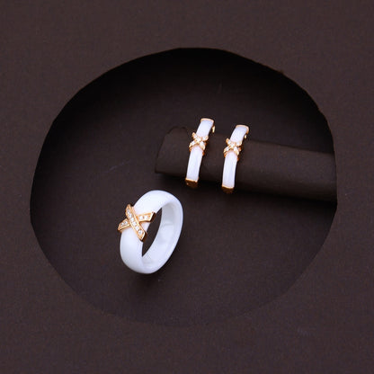 Cross Of Grace White Ceramic Rose Set