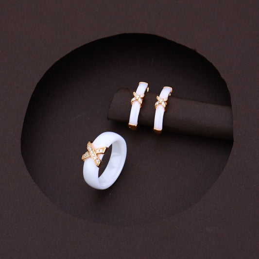 Cross Of Grace White Ceramic Rose Set