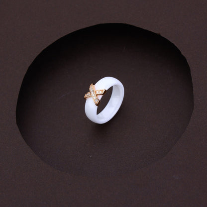 Cross Of Grace White Ceramic Rose Set