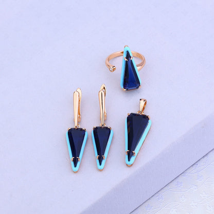 Arctic Edge--Blue Crystal Silver Rose Set