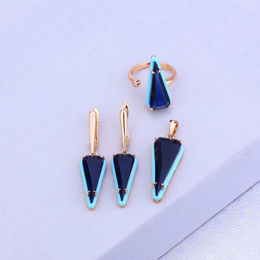 Arctic Edge--Blue Crystal Silver Rose Set