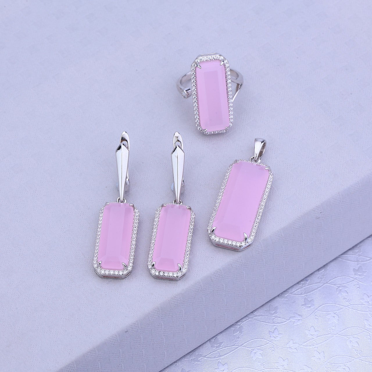 Pink Aura Silver Set