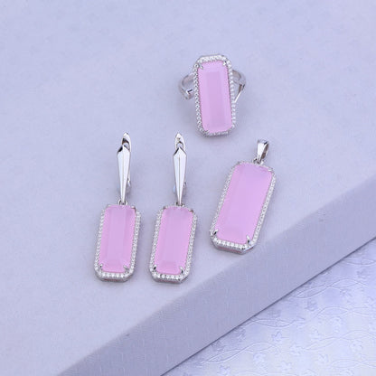 Pink Aura Silver Set