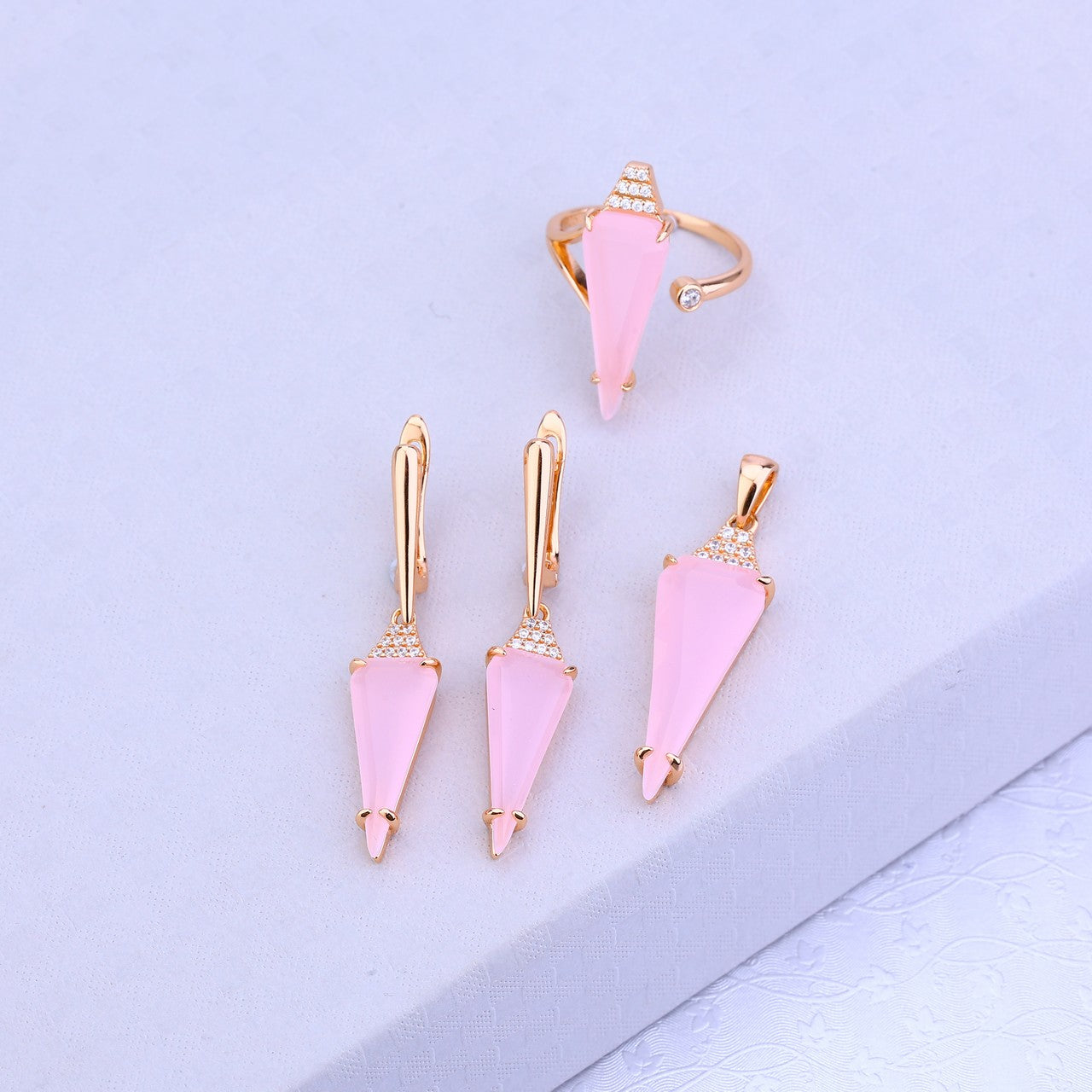 Pink Mirage Rose Silver Set