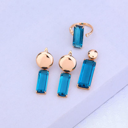 Blue Charm Rose Silver Set