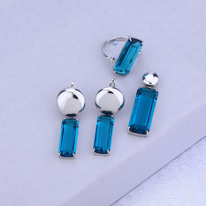Blue Charm 925 Silver Set