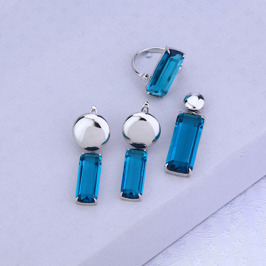 Blue Charm 925 Silver Set