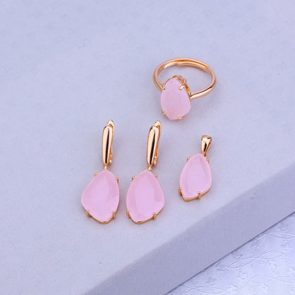 Feel The Pink Glow- 925 Silver Teardrop Set