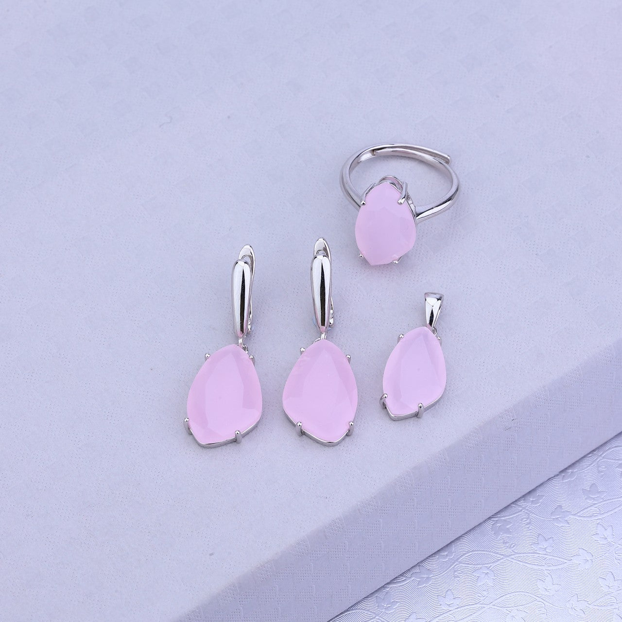 Elegance In Every Drop-- Pink Silver Set