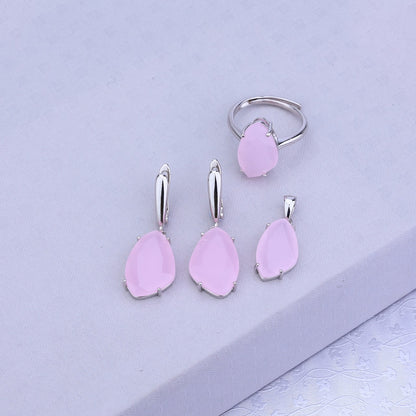 Elegance In Every Drop-- Pink Silver Set