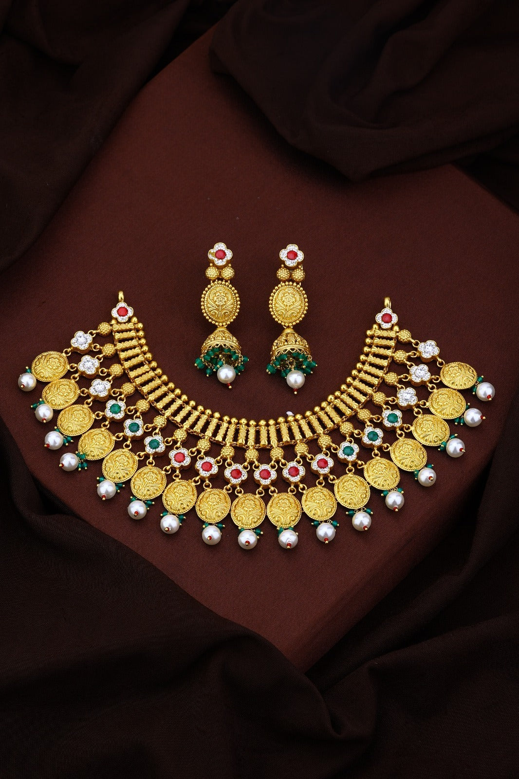 Royal Heritage 925 Sterling Silver Necklace Set With Earrings