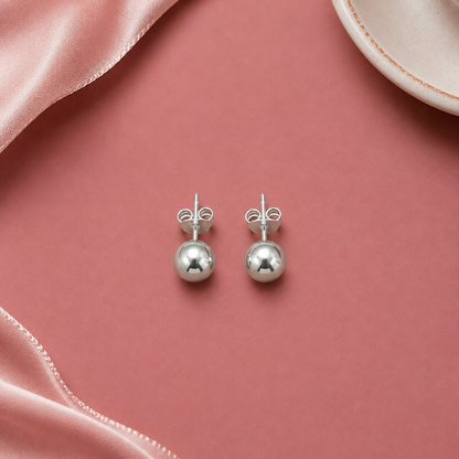 Classic Silver Ball Stud Earrings