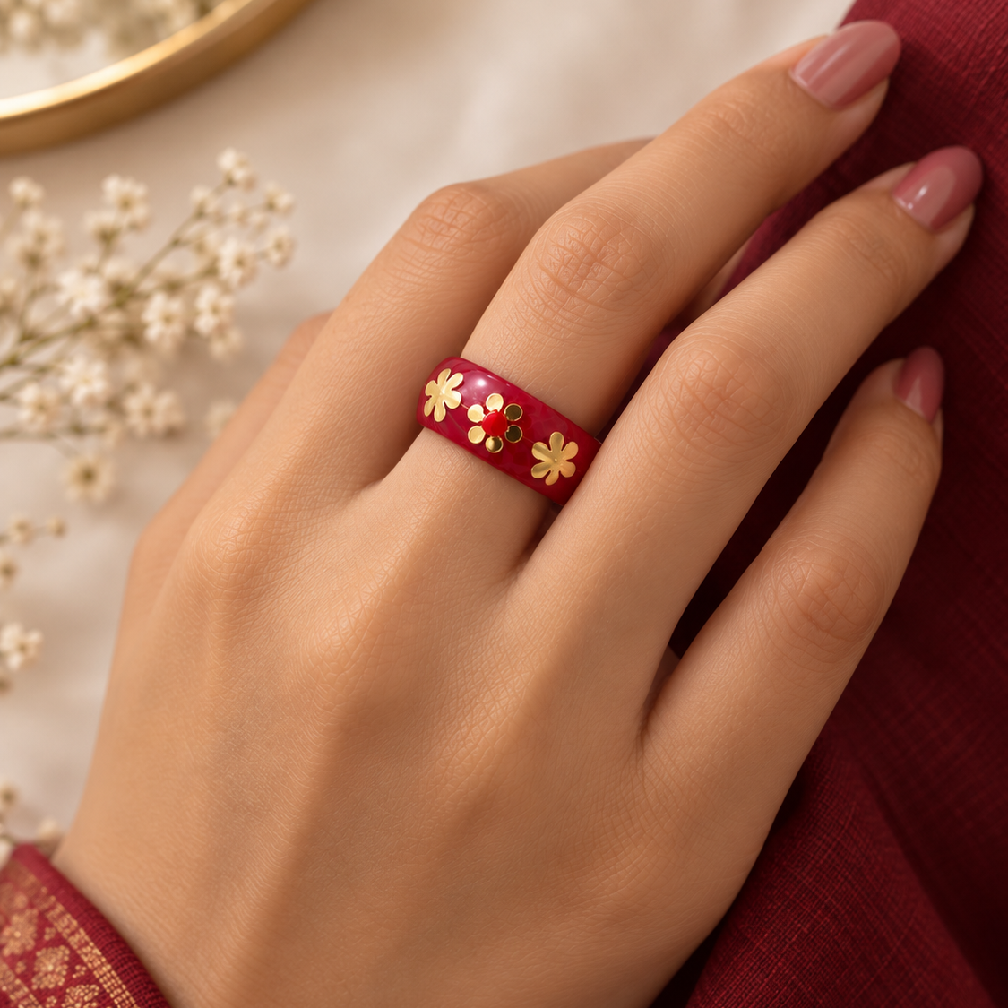 Decorative Gold-Wire & Sticker Fashion Ring