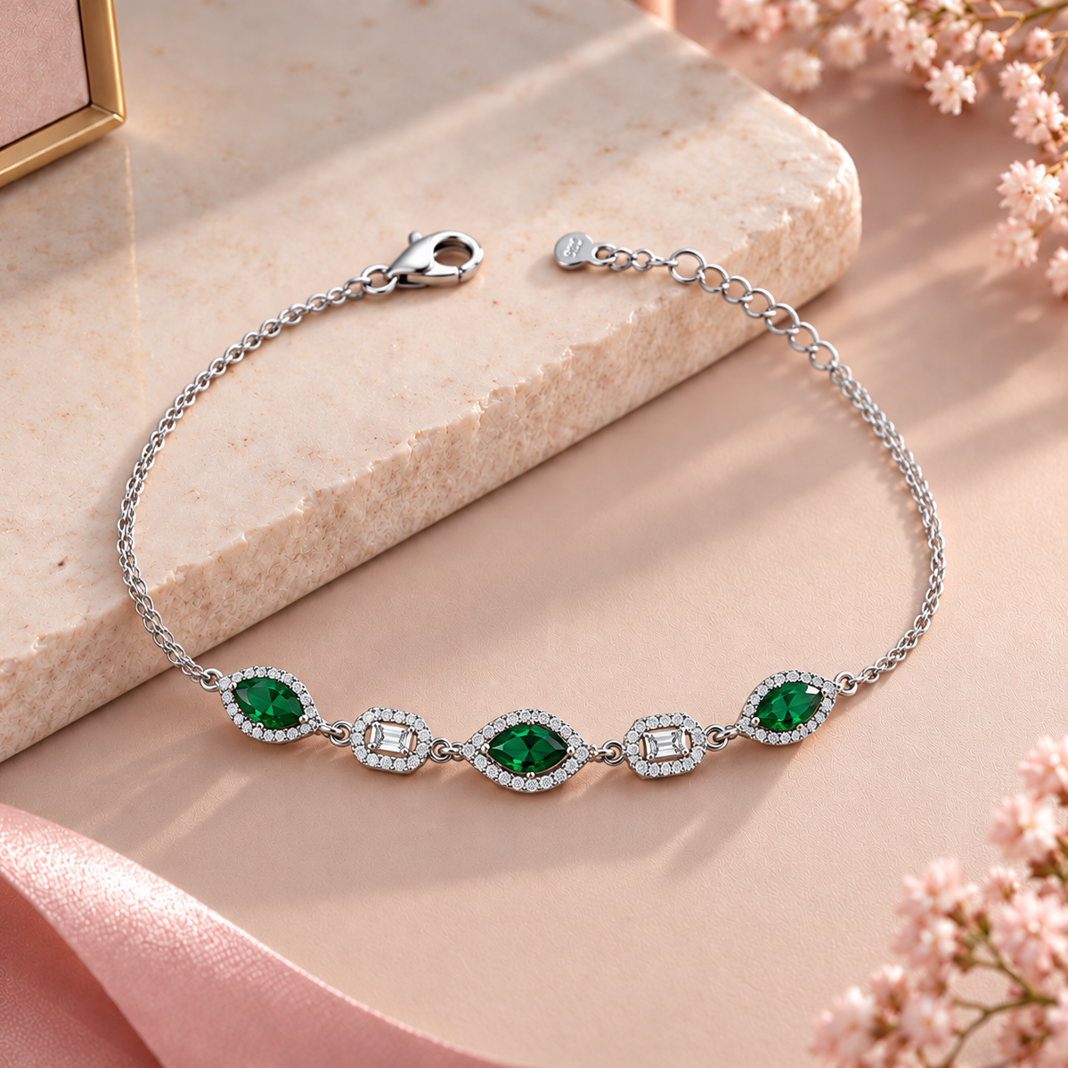 Royal Emerald Charm Bracelet