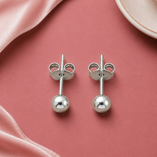 Classic Silver Ball Stud Earrings