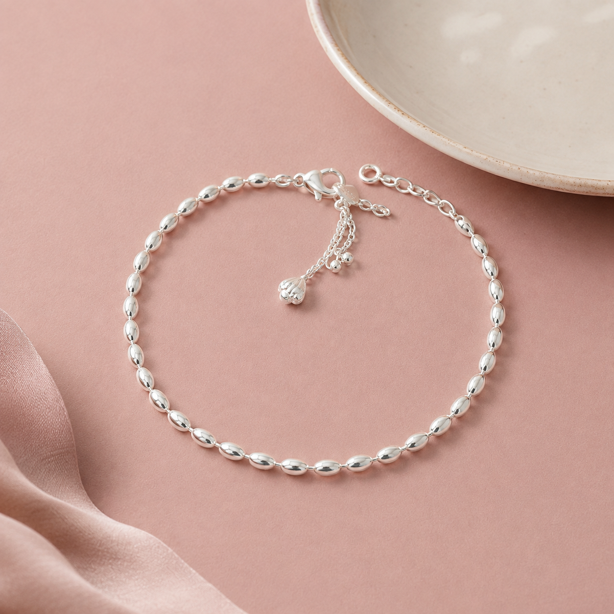 Elegant Silver Drop Chain Anklet – Stylish Designer