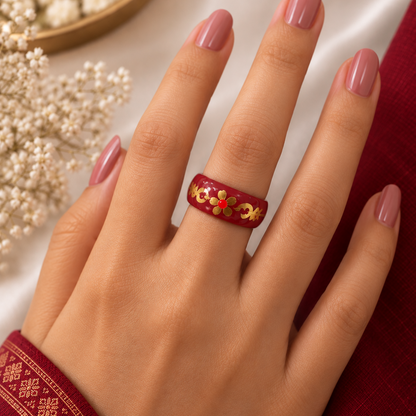 Decorative Gold-Wire & Sticker Fashion Ring