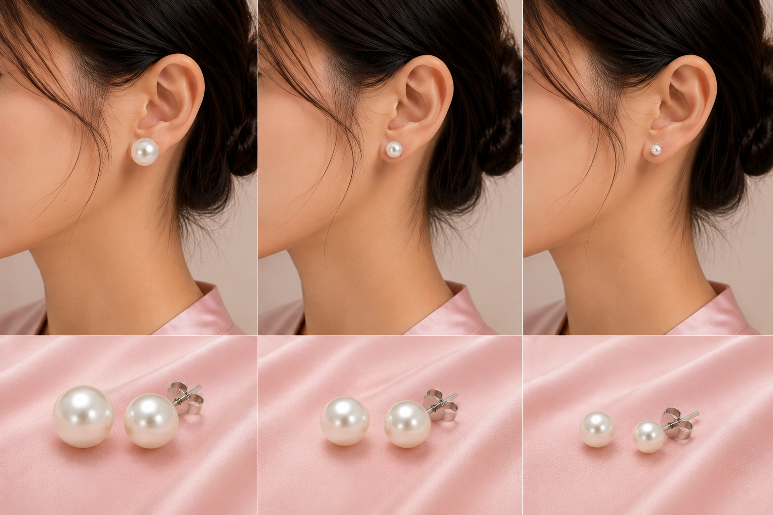 Classic Pearl Stud Earrings – Big, Large & Small