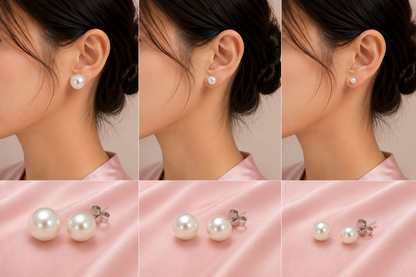 Classic Pearl Stud Earrings – Big, Large & Small