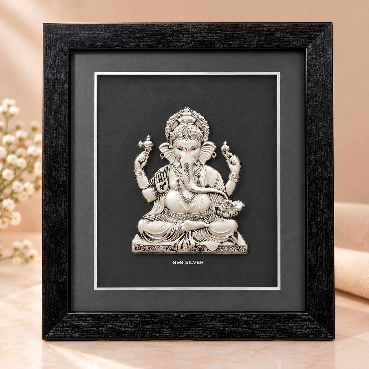 Divine 999 Silver Ganesh Ji Premium Designer Frame