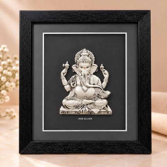 Divine 999 Silver Ganesh Ji Premium Designer Frame