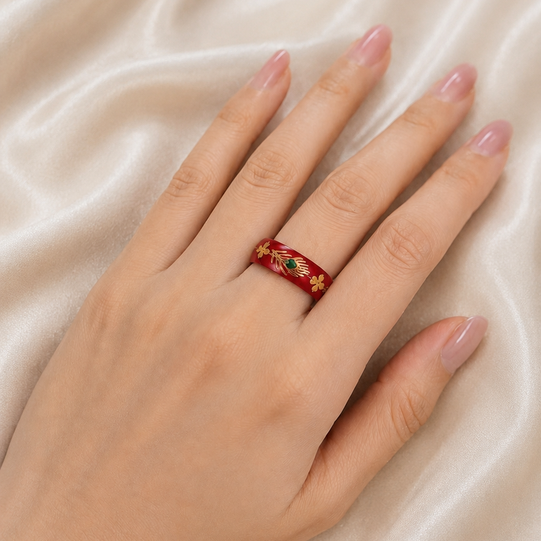 Decorative Gold-Wire & Sticker Fashion Ring