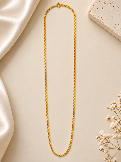 18K Gold Twisted Link Chain – Ultra Lightweight