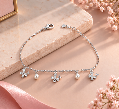 Pearl Butterfly Charm Bracelet