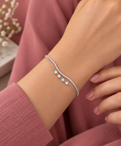Double Layer Crystal Link Bracelet