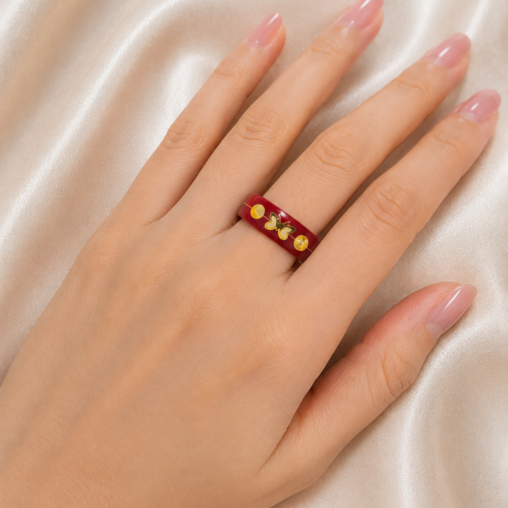 Decorative Gold-Wire & Sticker Fashion Ring