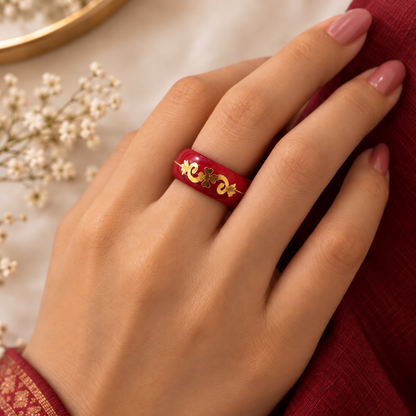 Decorative Gold-Wire & Sticker Fashion Ring