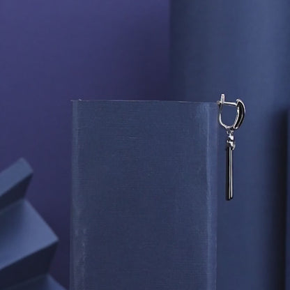 Urban Eclipse Long Bar Silver Earrings