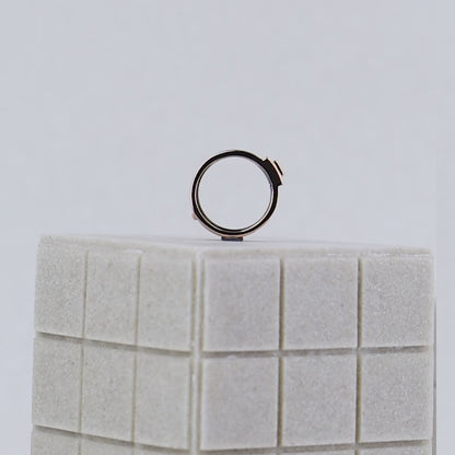 Elegant Rose Silver Square Ceramic Ring