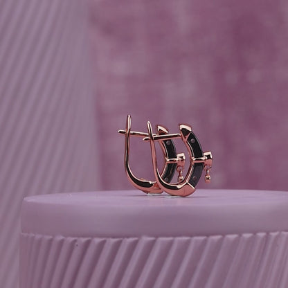 Noir Glow Silver Rose Earrings