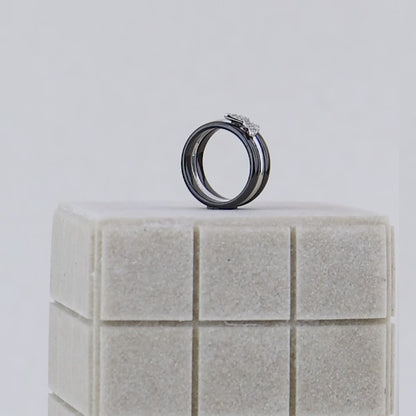 Charming Butterfly Silver Ceramic Ring